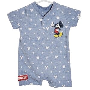 K1314 * Disney Baby Mickey Mouse Romper Blue/White Size 0/3M